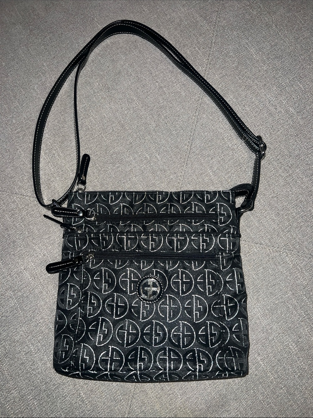 Black Giani Bernini Crossbody Bag with Silver Logo Accent